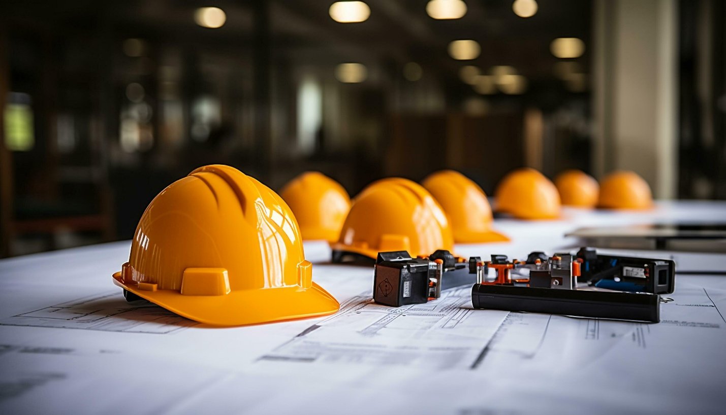 AI generated Construction industry, hardhat, architecture ...