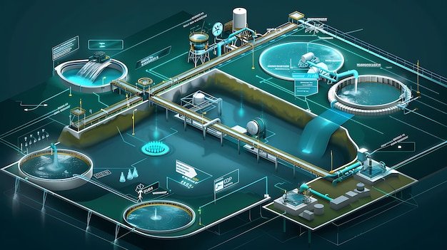 Smart water management AI depicted abstract design where ...