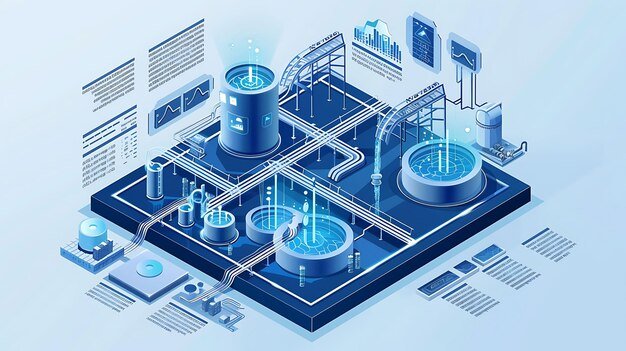 Smart water management AI depicted abstract design where ...